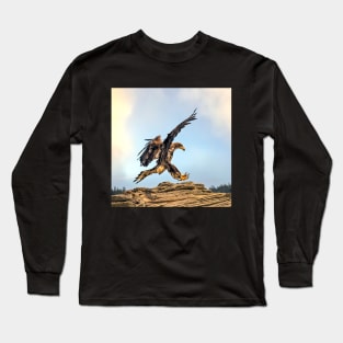 Juvenile Bald Eagle practicing its landing skills. Long Sleeve T-Shirt